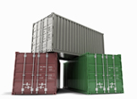 Three different shipping container sizes